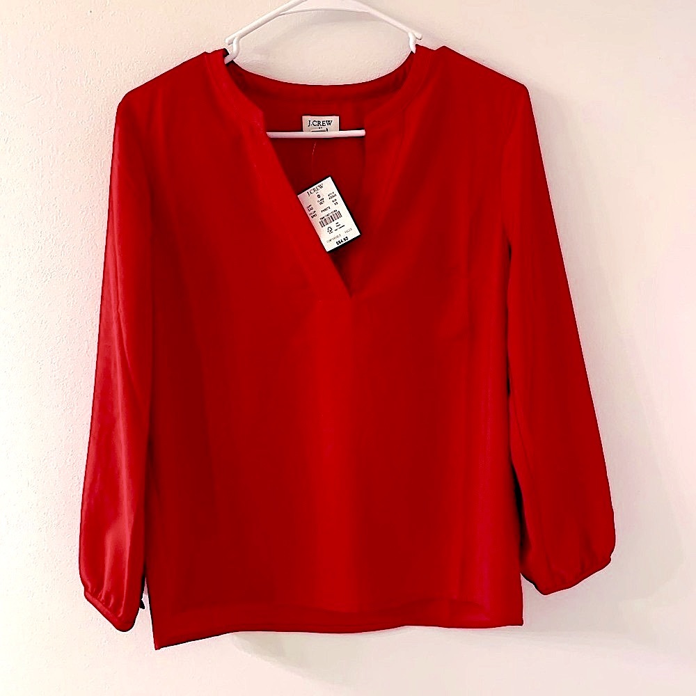 NWT Jcrew vneck flouncy pink blouse size XS